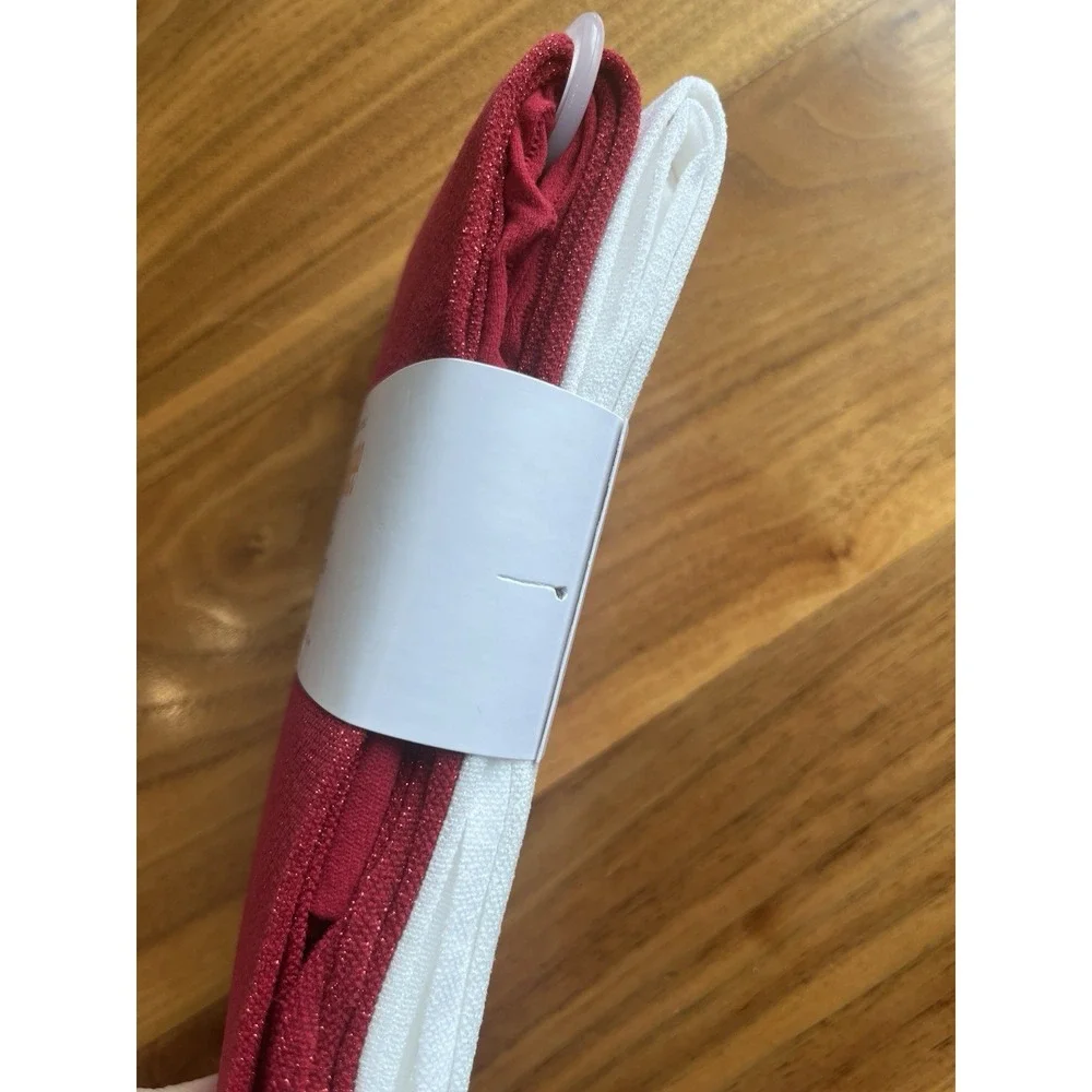 Gymboree 2 Pack Girls Sparkle‎ Tights Size 6-8 Red & White NEW
